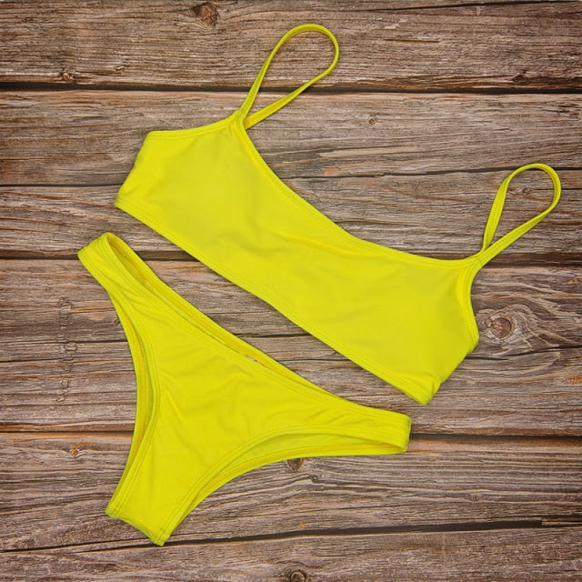 New Solid Sexy Bikini Two-Piece Swimwear Women Swimming Suit Fashion Plus Size XL Sets Swimsuit Bathing Suit Female Biquini