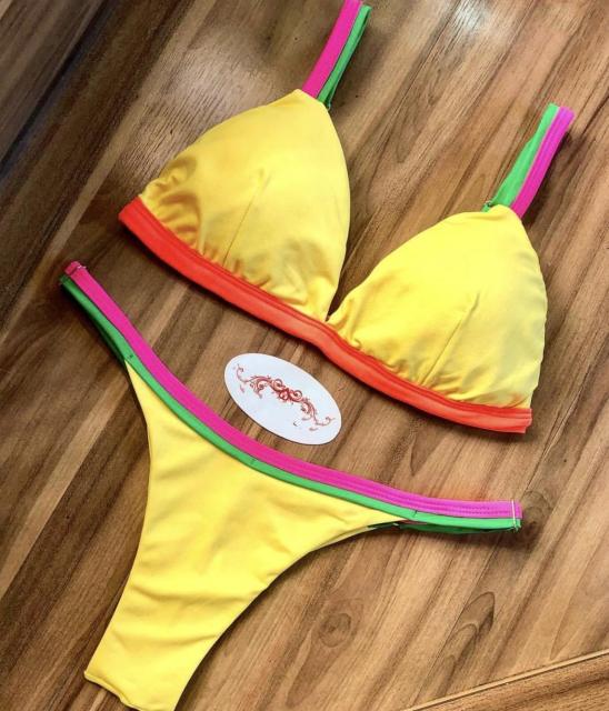 Sexy Floral Print Micro Bikini 2020 Swimwear Women Lace Up Bandage Orange Push Up Thong Swimwear Brazilian Bather Bathing Suit