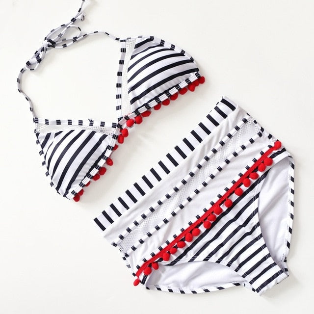 2021 Sexy Halter Retro Mesh Hollow Out String Biquini Bathing Suit Female Swimsuit High Waist Plus Size Swimwear Women Bikini