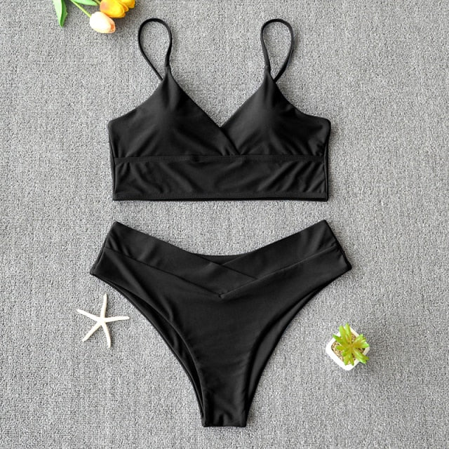 2021 Sexy Solid Swimsuit Women Bikini Push Up Swimwear Vest Bikini Set Brazilian Bathing Suit Two Piece Swim Suit Female